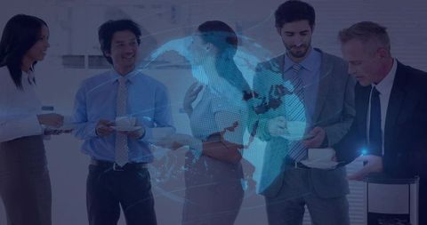 Team Networking Over Coffee With Holographic Global Network Projection
