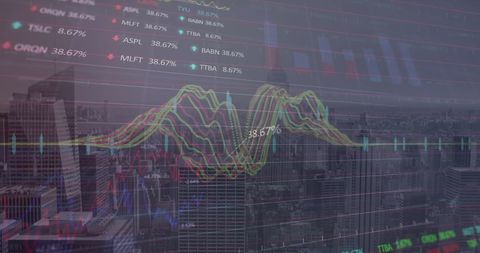 Financial Data Analytic Visualization Over Cityscape Background - Download Free Stock Images Pikwizard.com