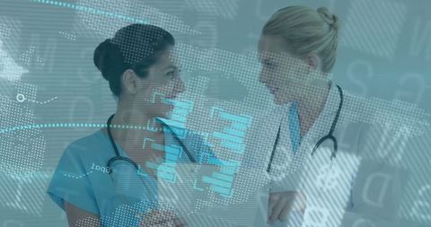 Healthcare Professionals Discussing Digital Data with Futuristic Visuals