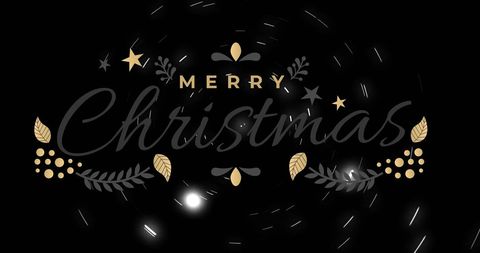 Elegant Merry Christmas Decoration on Black Background