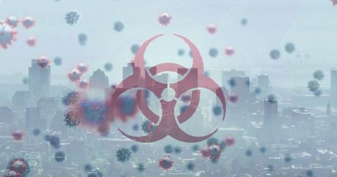 Dystopian Cityscape with Biohazard Elements Highlighting Contamination - Download Free Stock Images Pikwizard.com