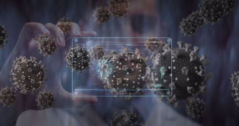 Medical Professional Analyzing COVID-19 Data Interface