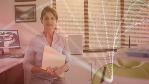 Businesswoman Working with Futuristic Interface in Office