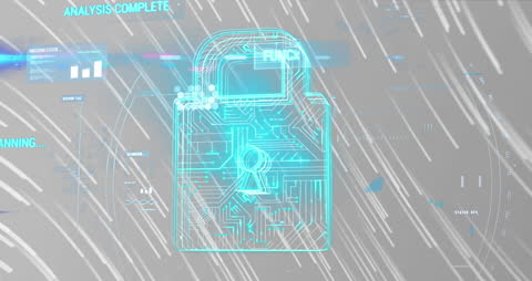 Futuristic Digital Padlock with Data Connections