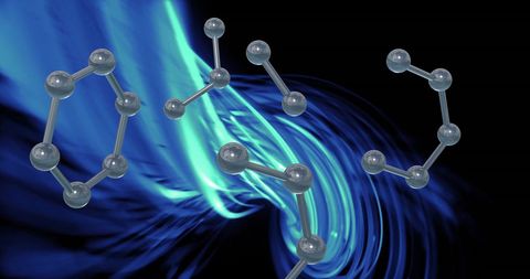 Molecular Structures Floating in Dynamic Blue Light Waves