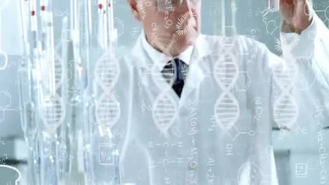 Senior Scientist Working with DNA and Molecular Equations