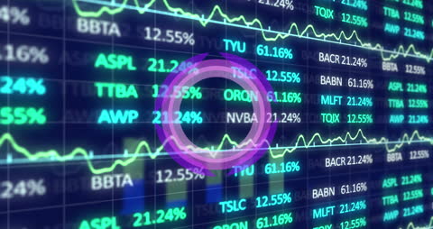 Dynamic Financial Data Interface with Animated Clock Graphic