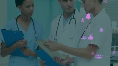 Medical Professionals Collaborating with Advanced Digital Technology