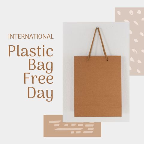 brown paper bag with international plastic bag free day message - Download Free Stock Templates Pikwizard.com