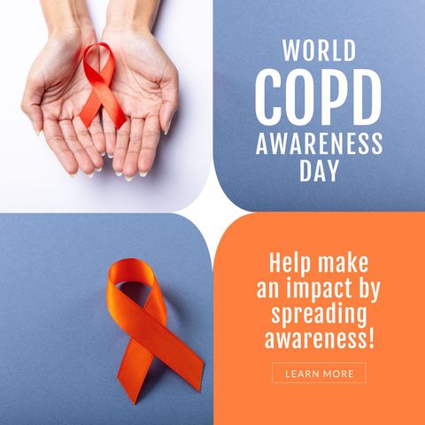 World COPD Awareness Day Promotional Image with Orange Ribbon - Download Free Stock Templates Pikwizard.com