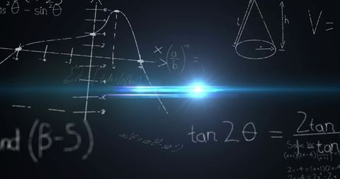 Mathematical Formulas with Futuristic Lens Flare