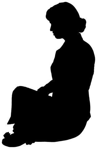 Silhouette of seated woman transparent background, meditation pose