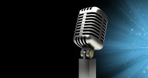 Vintage Microphone with Radiant Spotlight on Stage