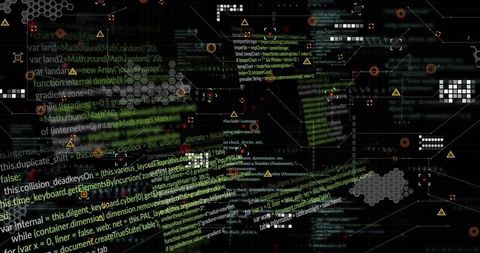 Futuristic Digital Interface with Streaming Data and Geometric Shapes - Download Free Stock Images Pikwizard.com