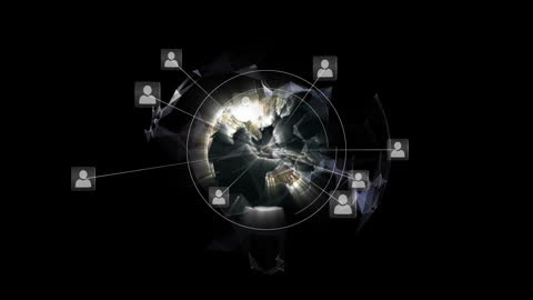 Digital Globe with Connection Icons and Networking Interfaces