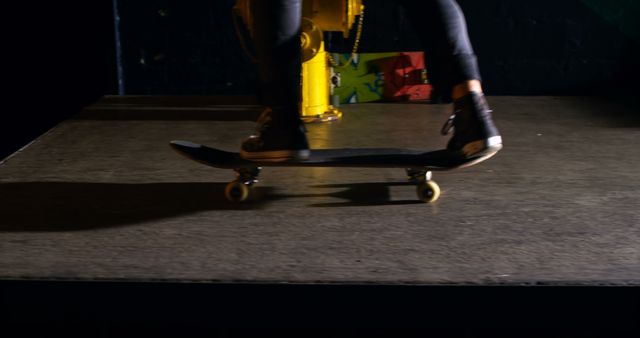 Skateboarder Performing Tricks on Ramp at Night - Download Free Stock Images Pikwizard.com