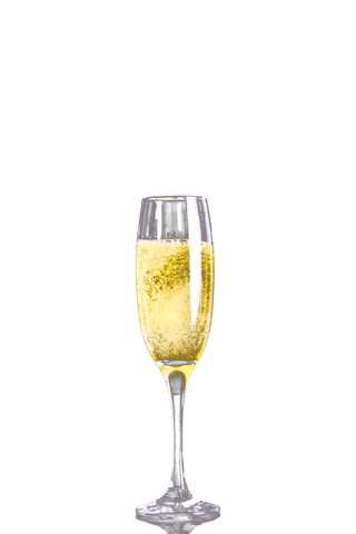 Sparkling champagne glass on transparent background for celebrations