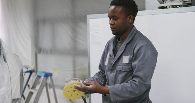 Auto Mechanic Using Power Sander on Vehicle Body - Download Free Stock Images Pikwizard.com