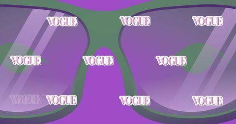 Glasses Icon with Vogue Texts on Purple Fashion Background