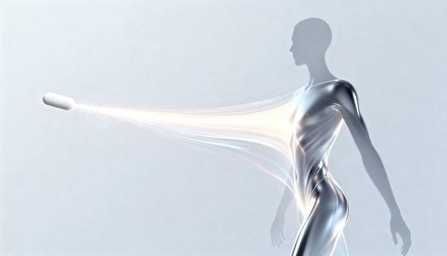 Capsule transferring luminous energy into metallic human form for nanomedicine and wellness concept