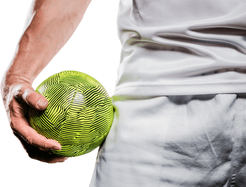 Transparent Close-Up of Sportsman Holding Ball