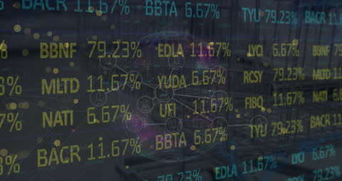 Financial Data Overlay with Digital Connections in Urban Landscape