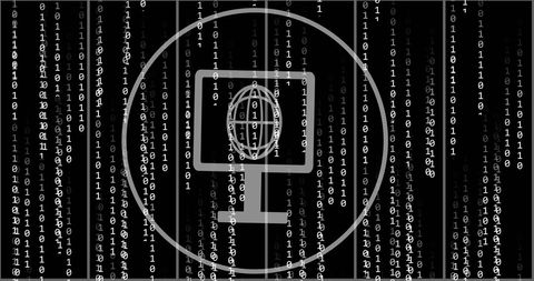 computer monitor and globe icon on binary code background - Download Free Stock Images Pikwizard.com