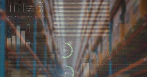 Digital Financial Charts Overlaying Warehouse Background - Download Free Stock Images Pikwizard.com