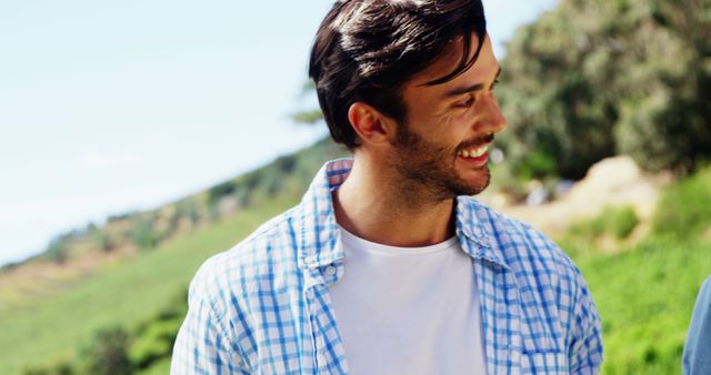 Smiling Young Man Enjoying Nature Outdoors - Download Free Stock Images Pikwizard.com