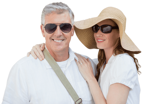 happy caucasian couple wearing sunglasses on transparent background - Download Free Stock Videos Pikwizard.com