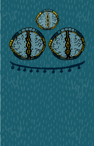 Abstract blue card with geometric shapes on transparent background