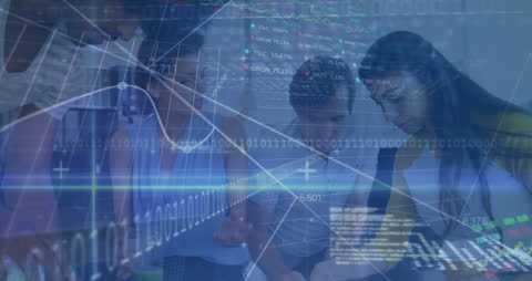 Finance Team Analyzing Stock Market Data Overlay