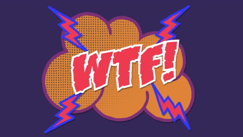 Colorful WTF Comic Text with Power Lightning Design