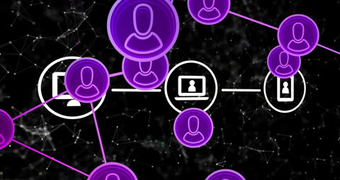 Digital Network Icons and Global Connections Animation