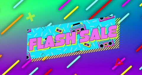 Bright Flash Sale Banner with Retro Accents
