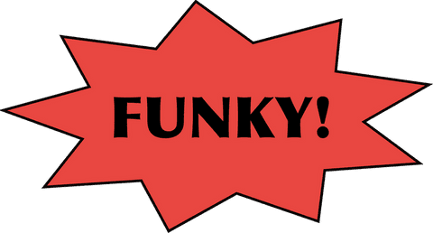 Funky red starburst with bold typography background transparent