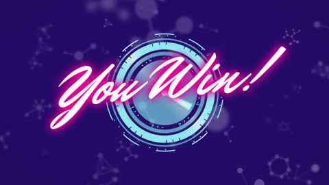 Colorful Video Game Victory Screen with Clock and Interface Elements