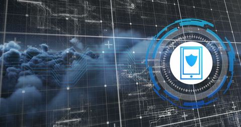 Digital Security: Smartphone Icon on Futuristic Background - Download Free Stock Images Pikwizard.com