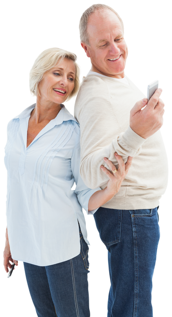 Happy Senior Couple Enjoys Time Together with Smartphone on Transparent Background - Download Free Stock Videos Pikwizard.com