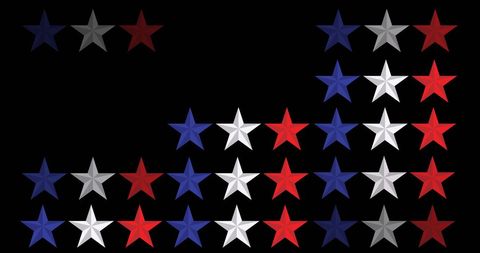 Rows of Stars in American Flag Colors on Black Background