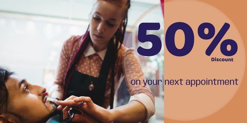 barber offering 50% discount on next appointment - Download Free Stock Templates Pikwizard.com