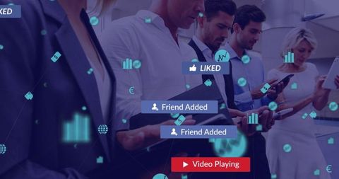 Business Professionals Engaged in Virtual Social Connections