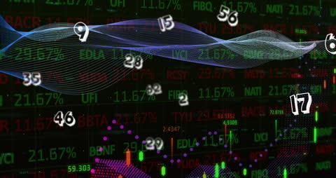 Digital Data Visualization with Animated Stock Ticker Display