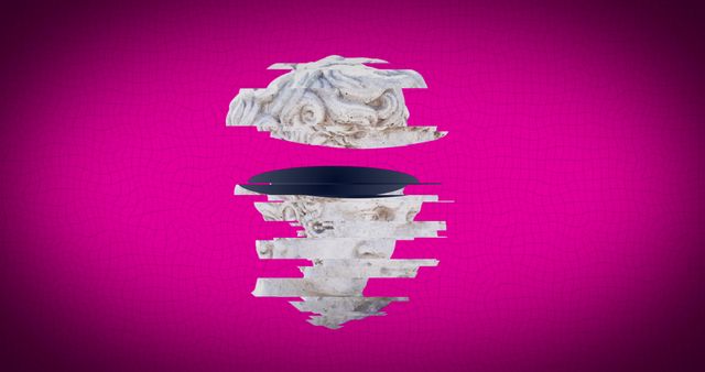 Digital Distortion Over Classical Sculpture Head on Vibrant Pink Background - Download Free Stock Images Pikwizard.com