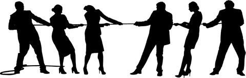 Business Team Tug of War Illustration with Transparent Background