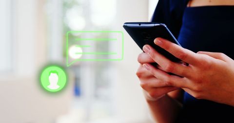 Woman Using Smartphone with Digital Interface Concept - Download Free Stock Images Pikwizard.com