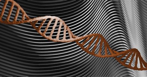 DNA Strand Over Abstract Wavy Background Visualizing Genetics - Download Free Stock Images Pikwizard.com