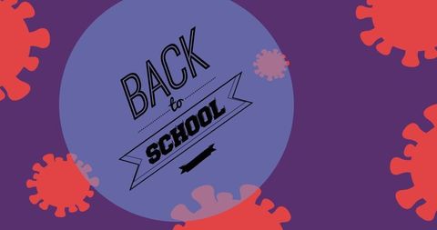 Digital back to school graphic with virus symbols
