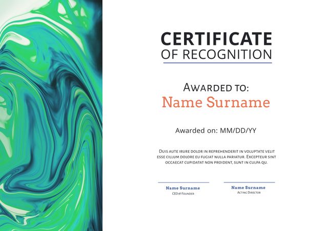 Modern Green and Blue Certificate Template for Awards and Recognition - Download Free Stock Templates Pikwizard.com