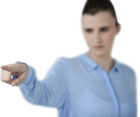 Transparent Pointing Gesture by Focused Businesswoman in Blue - Download Free Stock Videos Pikwizard.com